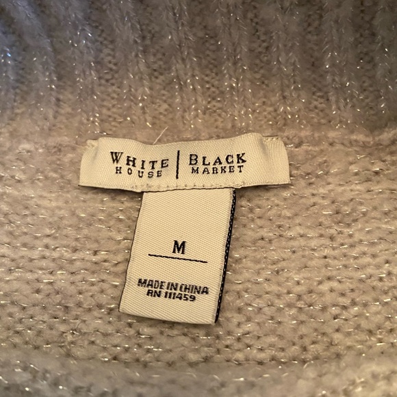 NWOT White House Black Market grey with silver thread turtleneck sweater. - Picture 2 of 3